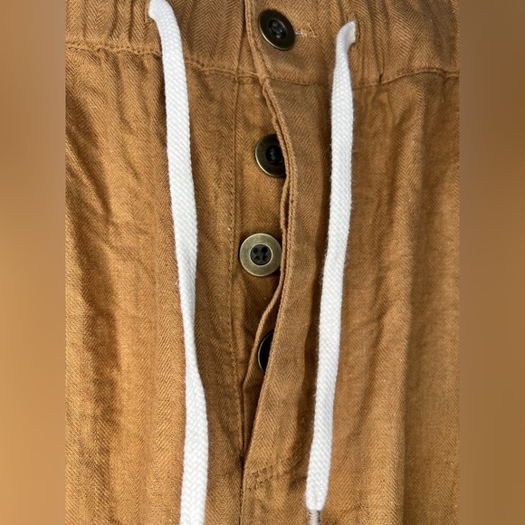O’Neill Linen Blend Drawstring Pants Size Medium Burnt Orange - Picture 3 of 5